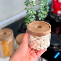 Glass Jar with Wooden Lid 350 ml